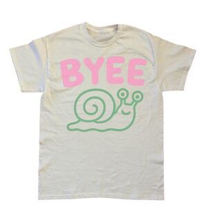 Cute “BYEE” Snail Graphic Tee - Unique & Fun Design White Shirt